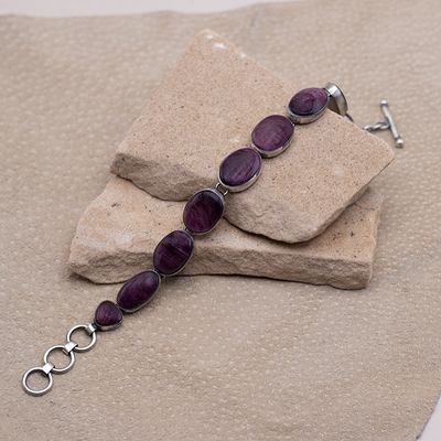 Purple Spiny Oyster Link Bracelet by Lowell Draper