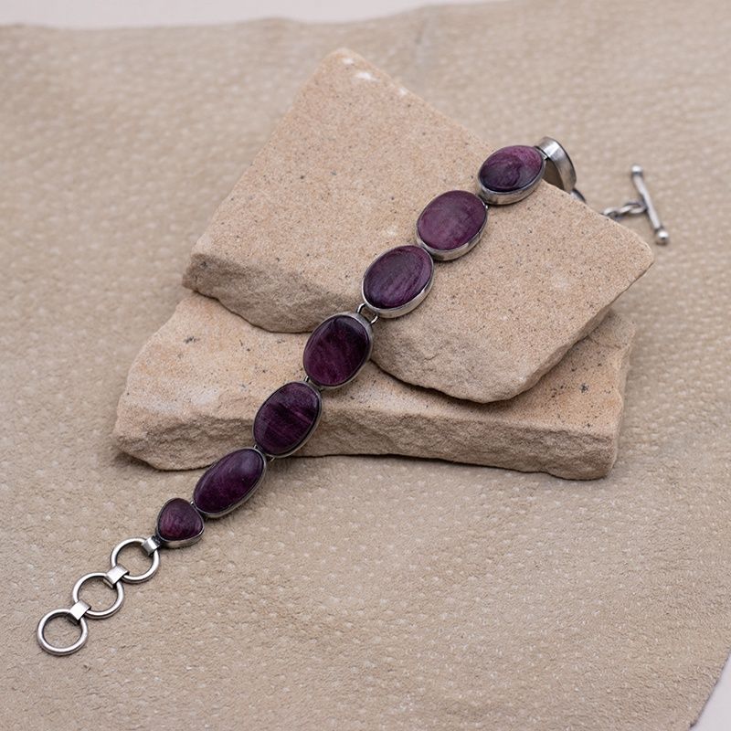 Purple Spiny Oyster Link Bracelet by Lowell Draper