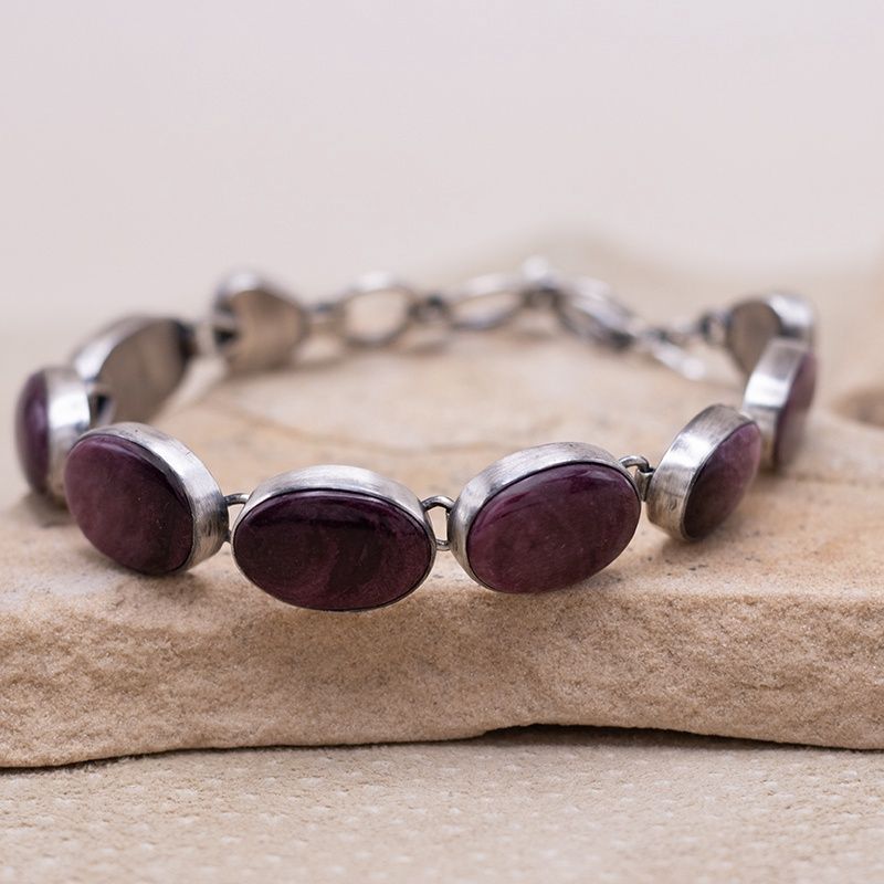 Purple Spiny Oyster Link Bracelet by Lowell Draper