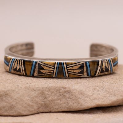 Jasper, Jet, Turquoise, and Tiger's Eye Inlay Cuff by Francis