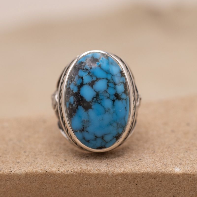 Large Turquoise Ring w/ General Custer and Crazy Horse Motifs