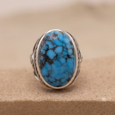 Large Turquoise Ring w/ General Custer and Crazy Horse Motifs