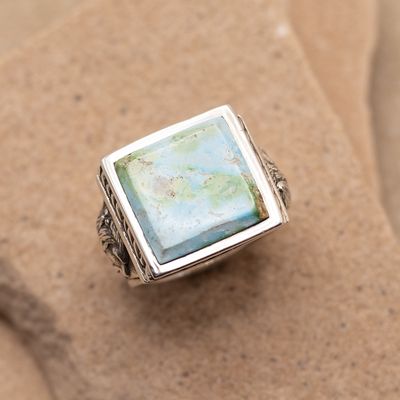 Large Square Sonoran Gold Ring w/ Native American Motifs