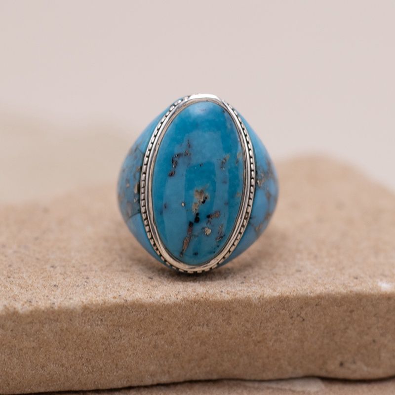 Turquoise Ring with Side Inlay
