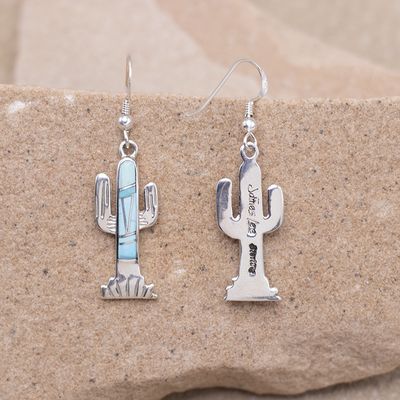 Saguaro Turquoise Inlay Dangle Earrings