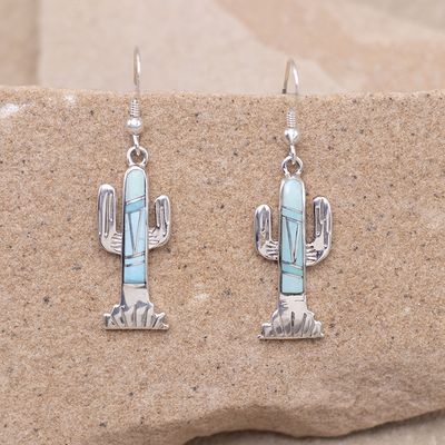 Saguaro Turquoise Inlay Dangle Earrings
