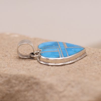 Large Turquoise Inlay Heart Pendant