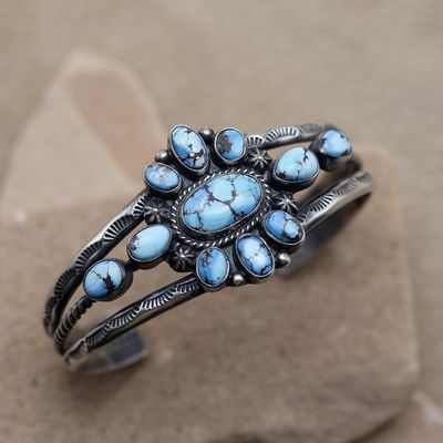 Golden Hills Turquoise Cluster Cuff by Diane Wylie
