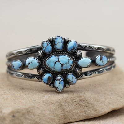 Golden Hills Turquoise Cluster Cuff by Diane Wylie