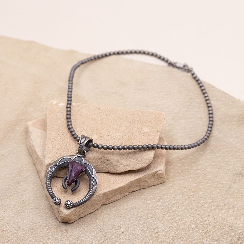 Tufa Cast Naja Pendant w/ Purple Spiny Oyster Shell &amp; Beads (set)