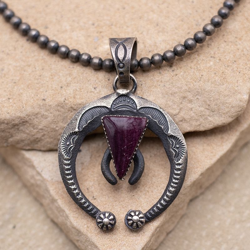 Tufa Cast Naja Pendant w/ Purple Spiny Oyster Shell &amp; Beads (set)