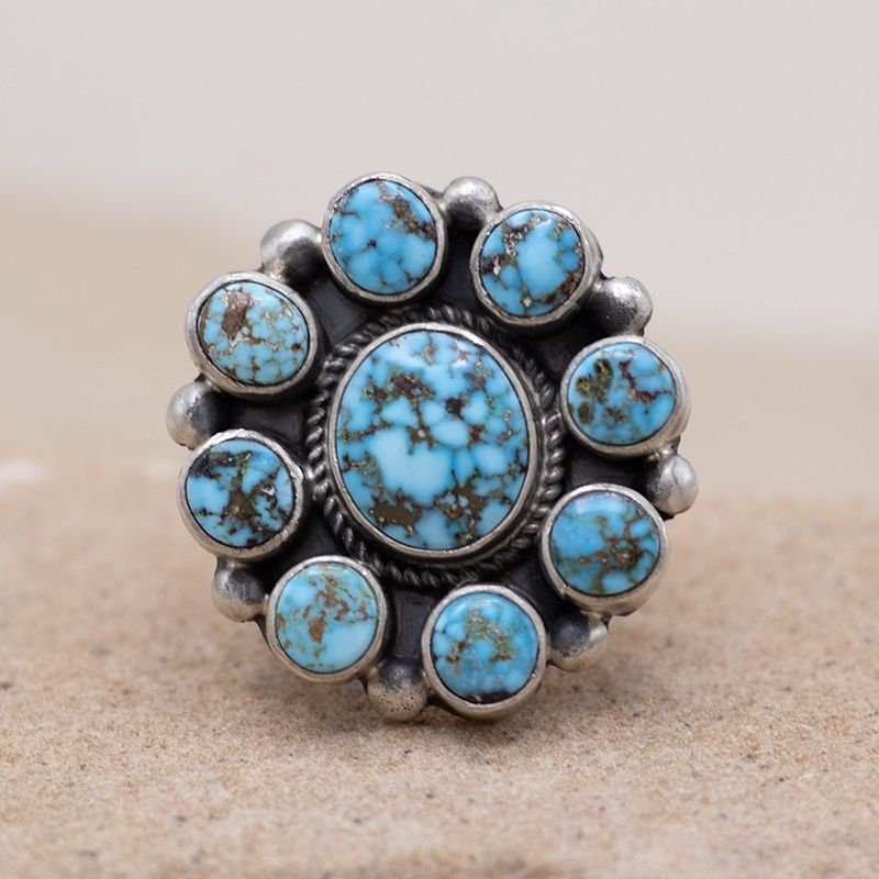 Kingman Turquoise Cluster Ring