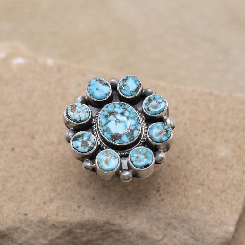Kingman Turquoise Cluster Ring