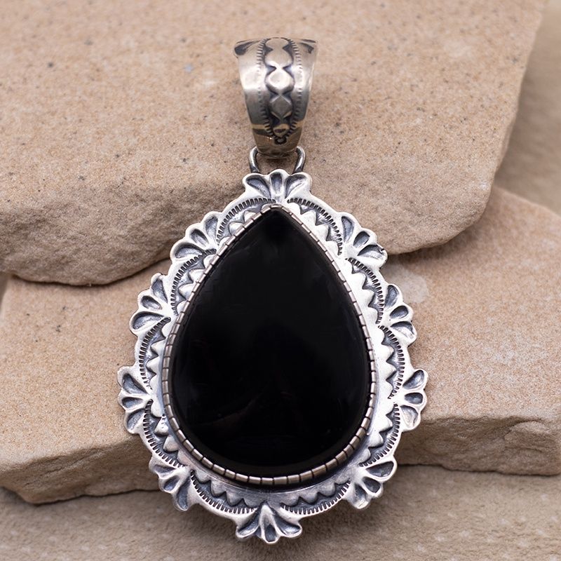 Large Teardrop Onyx Pendant by D. Johnson