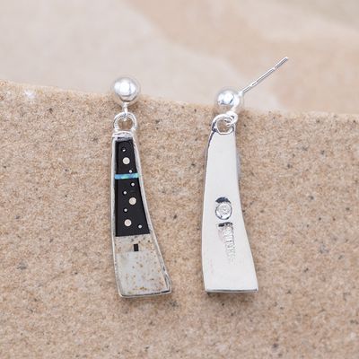Night Sky Curved Dangle Earrings by Calvin Begay