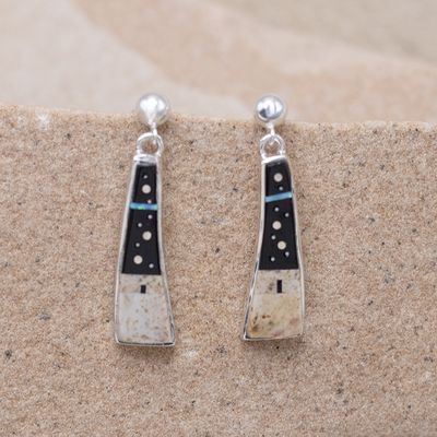 Night Sky Curved Dangle Earrings by Calvin Begay
