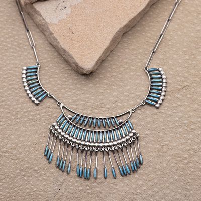 Zuni Needlepoint Necklace Set with Fringe Pieces
