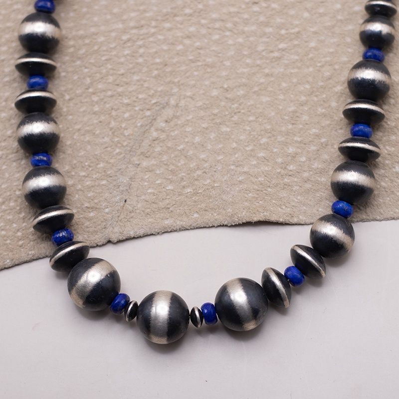 Navajo Pearl Necklace with Lapis Beads
