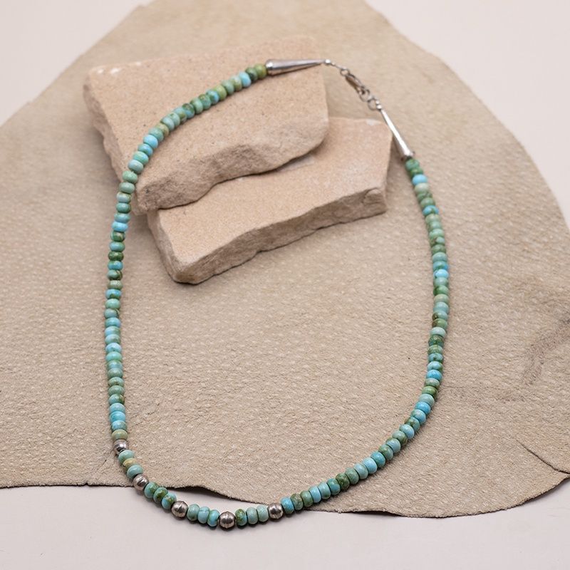 Sonoran Gold Bead Necklace with Five Silver Beads