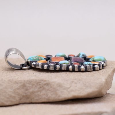 Multicolor Spiny Oyster and Sonoran Gold Cluster Pendant by Albert Jake