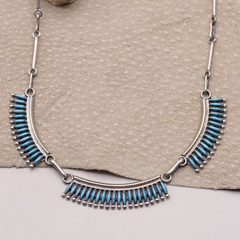 Simple Single Row Needlepoint Necklace Set
