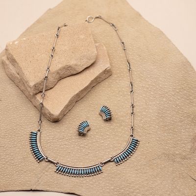 Simple Single Row Needlepoint Necklace Set