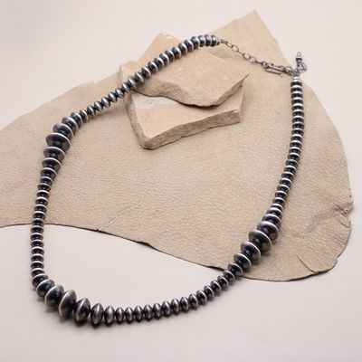 Long Navajo Pearl Necklace with Large Saucer Beads