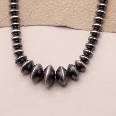 Long Navajo Pearl Necklace with Large Saucer Beads