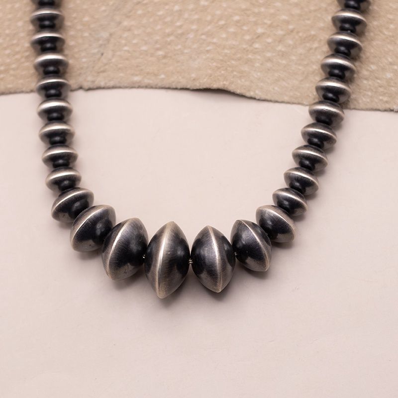 Long Navajo Pearl Necklace with Large Saucer Beads
