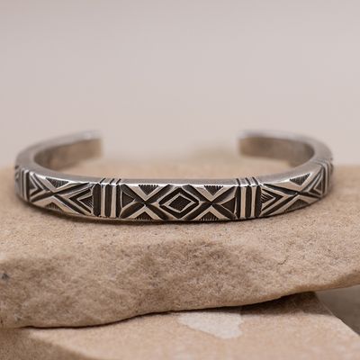 Ingot Cuff with X stamp by Calvin Martinez