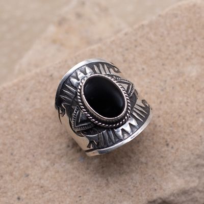 Black Onyx Saddle Ring by Derrick Gordon