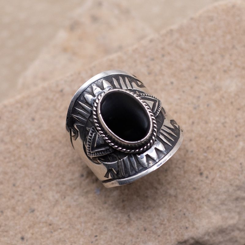 Black Onyx Saddle Ring by Derrick Gordon