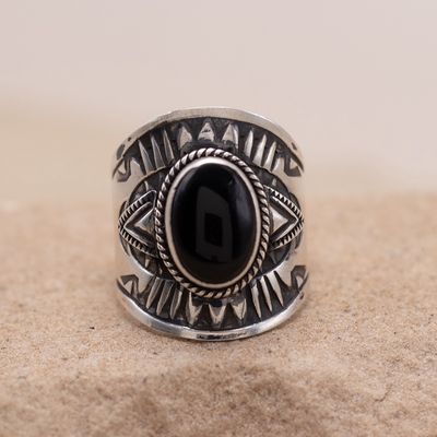 Black Onyx Saddle Ring by Derrick Gordon