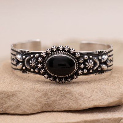 Single Stone Black Onyx Shot Cuff Bracelet by Happy Piasso