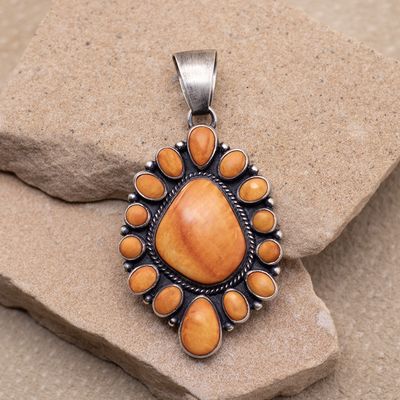 Orange Spiny Oyster Shell Cluster Pendant