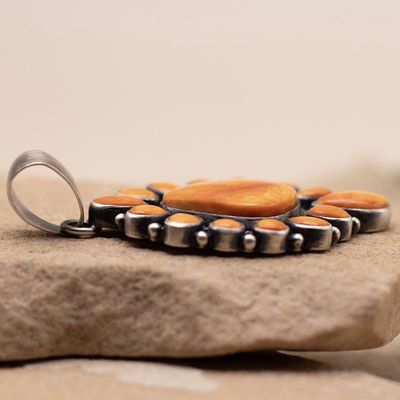 Orange Spiny Oyster Shell Cluster Pendant