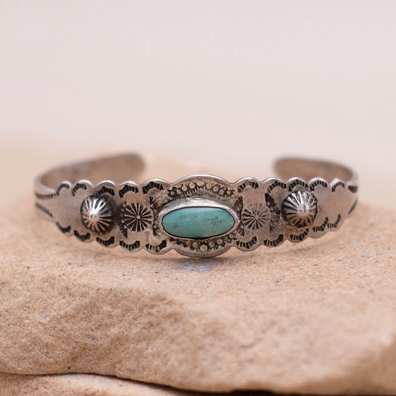 Single Stone Turquoise Cuff