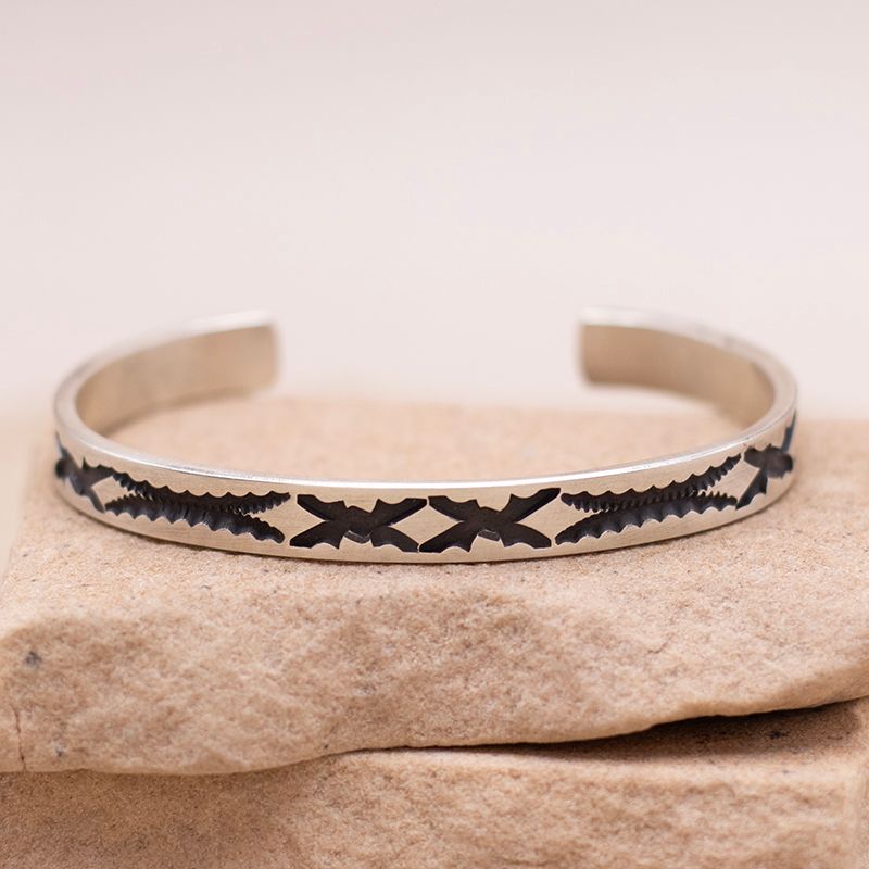 Stamped Tahe Silver Stacker CUff