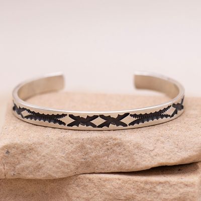 Stamped Tahe Silver Stacker CUff
