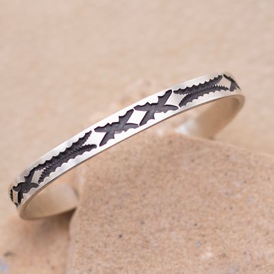 Stamped Tahe Silver Stacker CUff