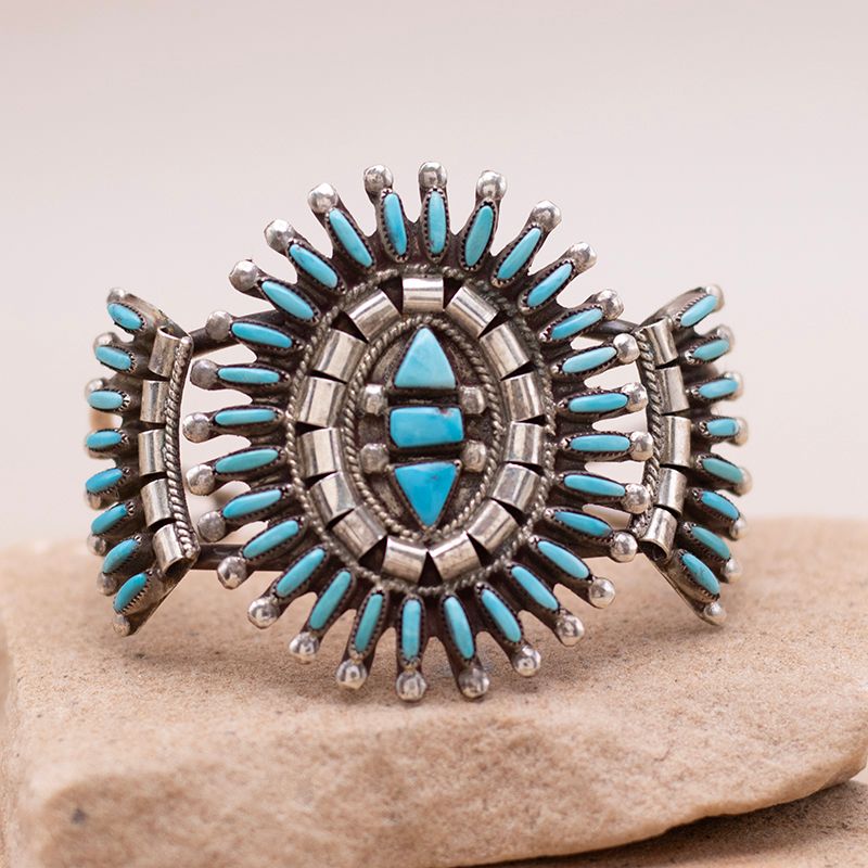 Zuni Cluster Cuff with Geometric Center Stones