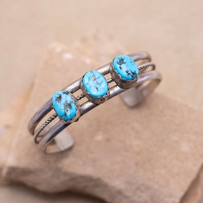 Three Stone simple split wire turquoise cuff
