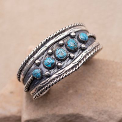 Wide 5 Stone Turquoise Cuff