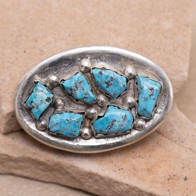 Dress Belt 6 Stone Nugget Turquoise Buckle