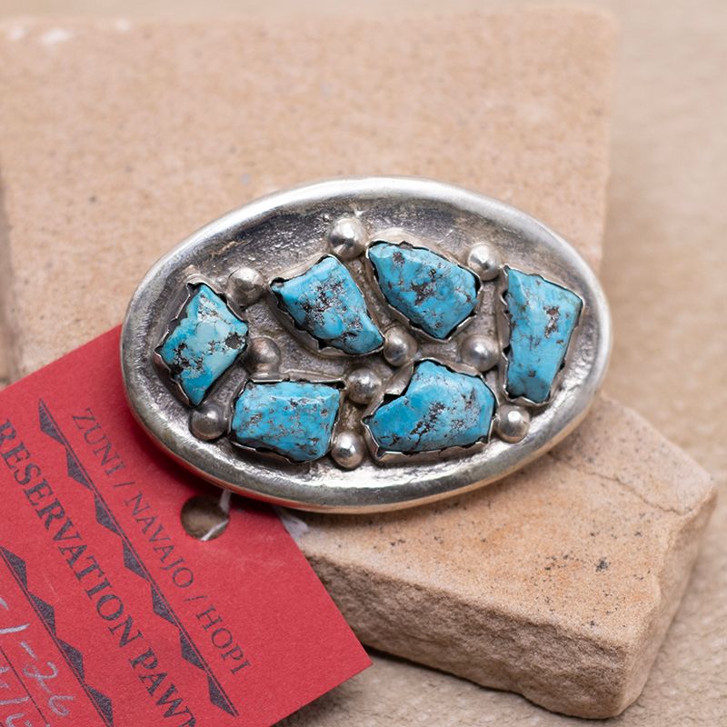 Dress Belt 6 Stone Nugget Turquoise Buckle