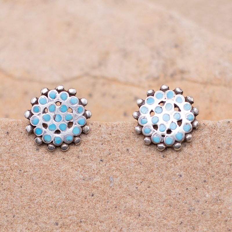Flush Inlay Flower Earrings
