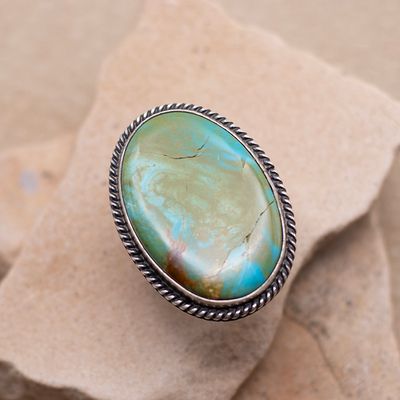 Large Turquoise Ring With Adjustable Shank