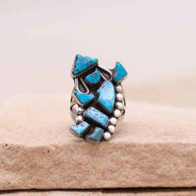 Pawn Turquoise Rainbow Yei Ring