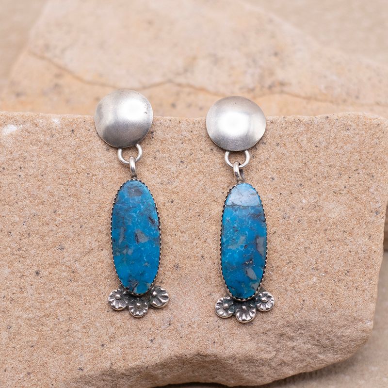 Dangle Single Stone Turquoise Earrings