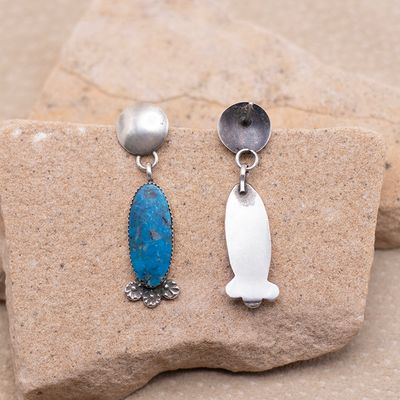Dangle Single Stone Turquoise Earrings
